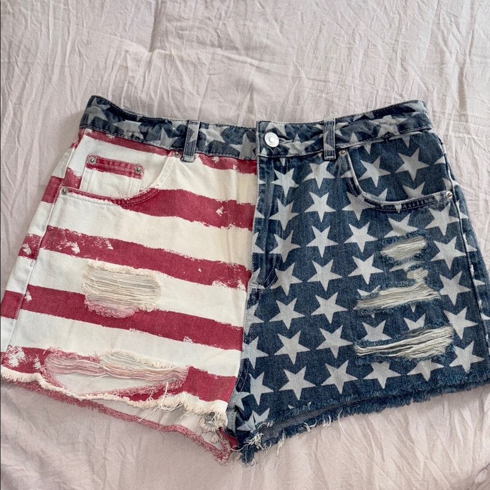 NWT Top Shop American Flag Denim Shorts